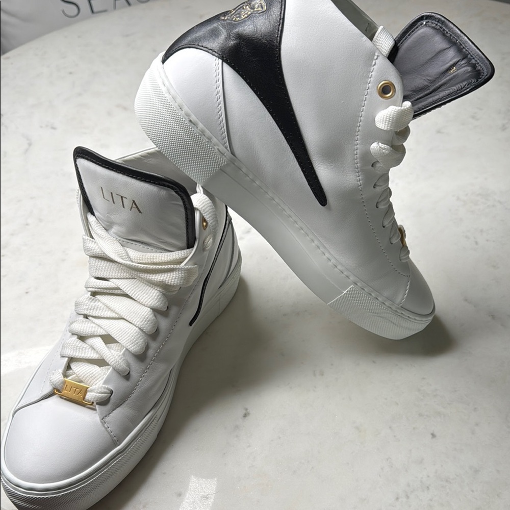 Women's White and Black Sneakers